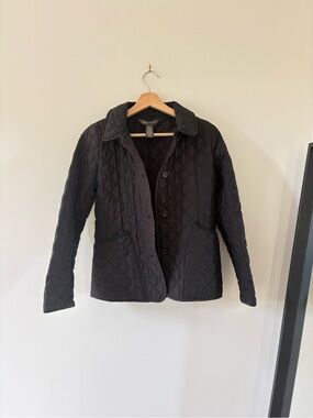 Vintage Banana Republic Black Quilted Button-Front Puffer Jacket